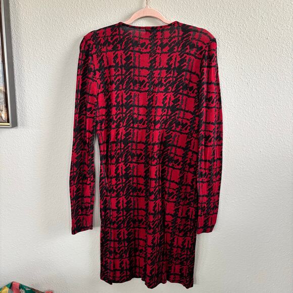Michael Michael Kors Red and Black Sweater Dress Half Zip Closure Knee Length L - Picture 6 of 8